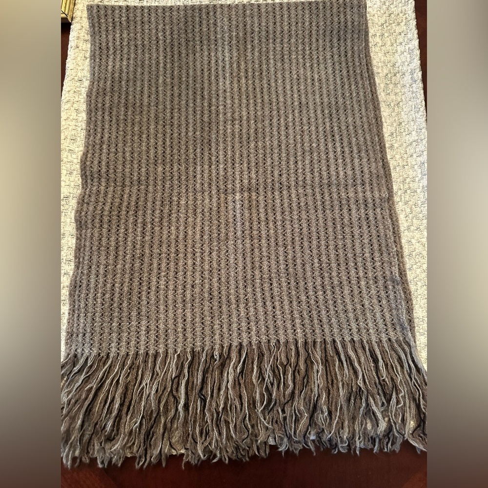 Vintage Peter Barton Henri Bendel Wool Handloomed Unisex Fringe Scarf EUC